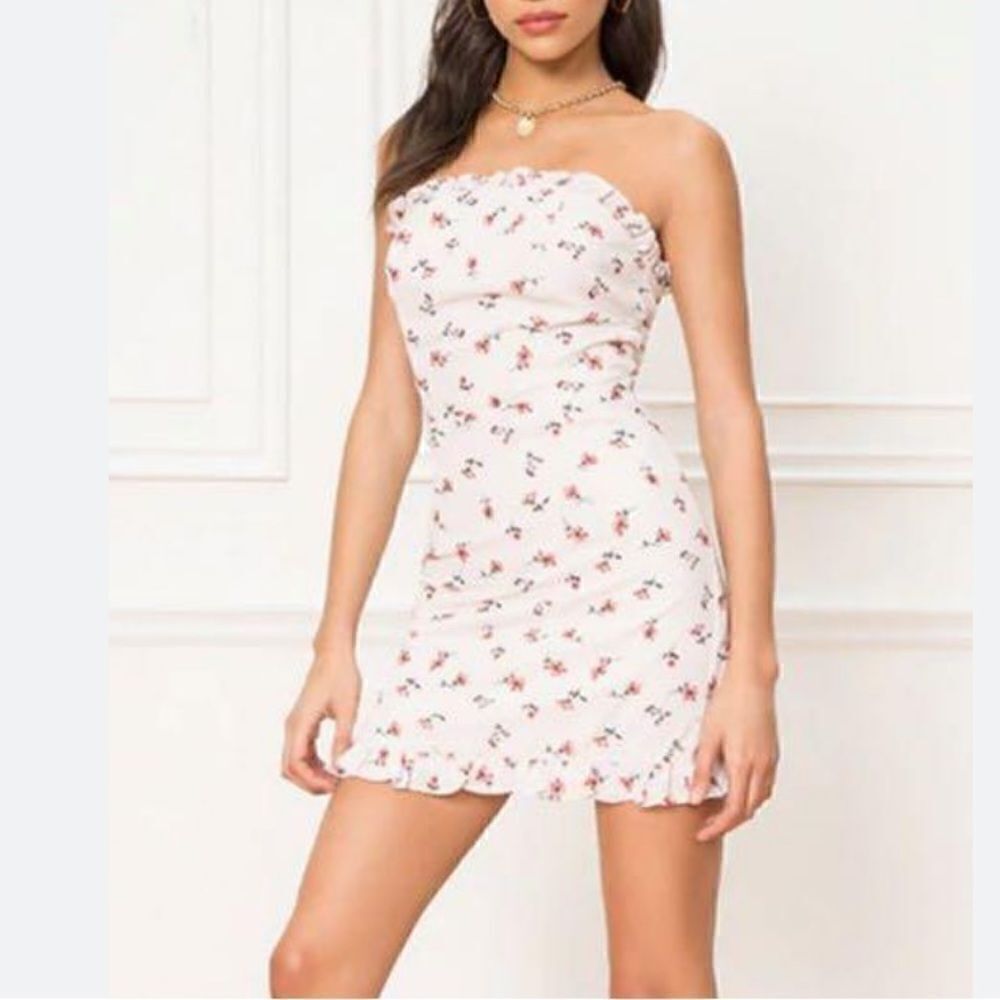 Super Down Dress Women’s Size Small New With Tags Strapless Floral Revolve
